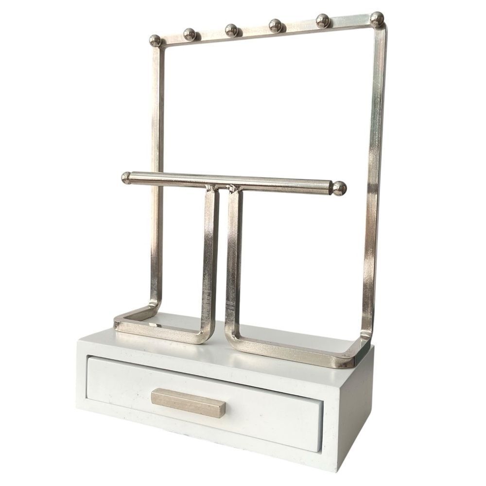 Cynthia Rowley Silver and White Jewelry Organizer with Drawer